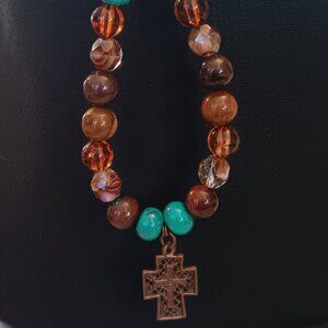 ✝️ 2 for $9 -Stunning beaded cross charm bracelet!